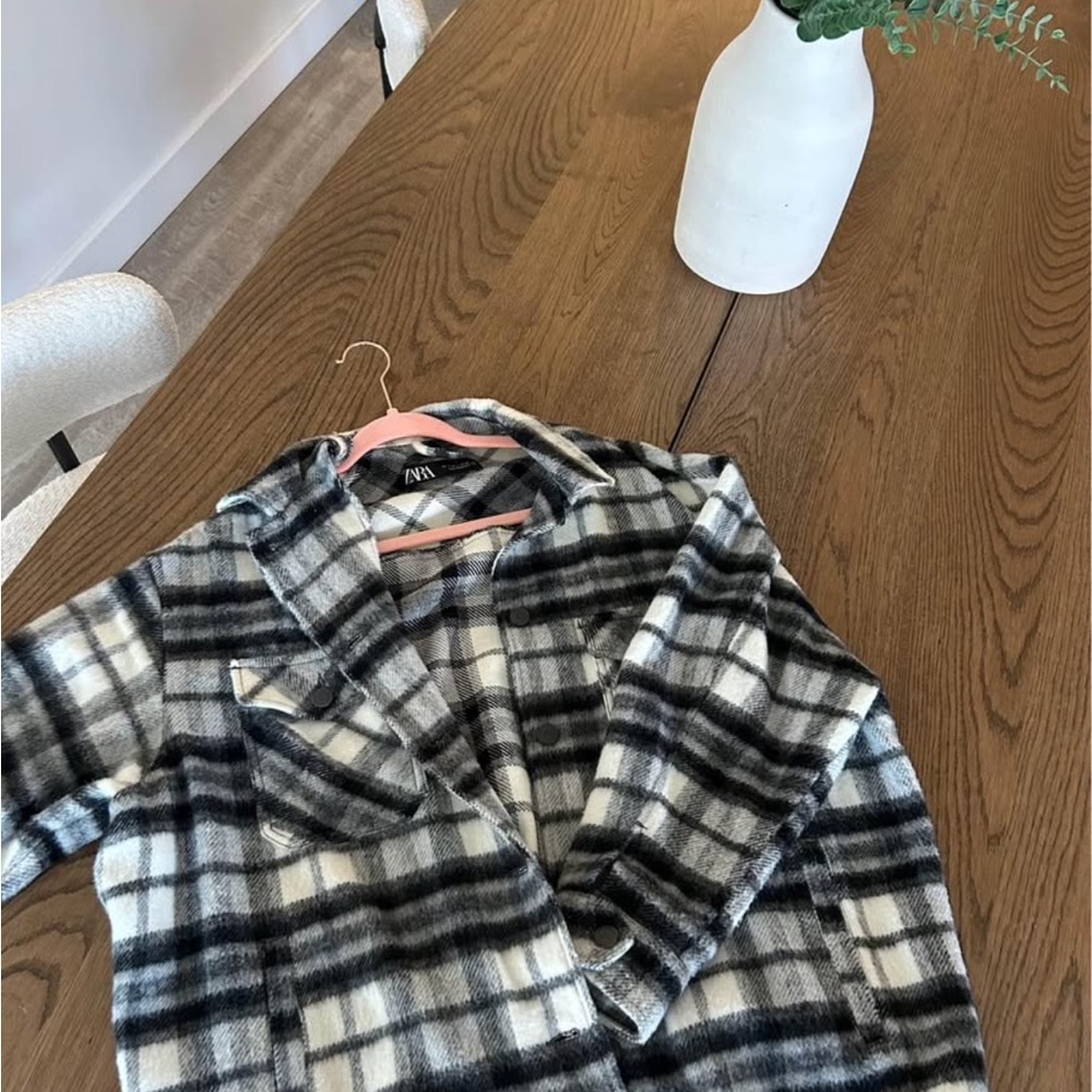 Zara Black and White Plaid Blazer